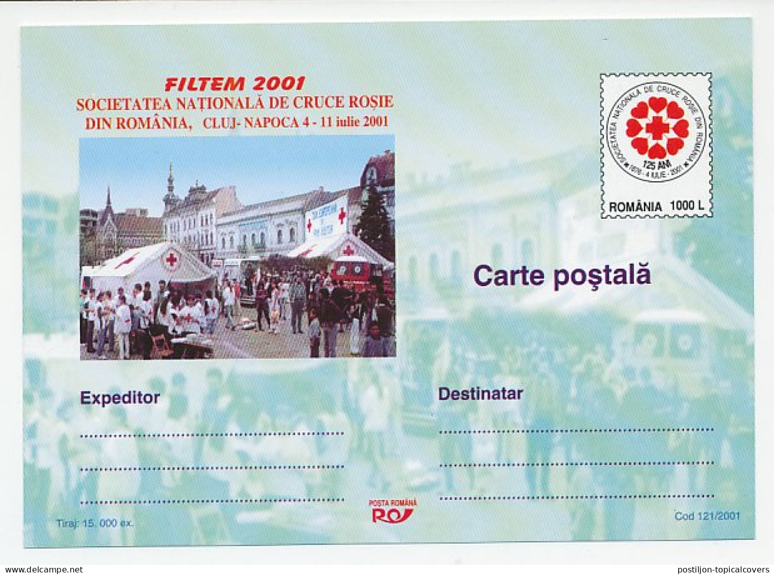 Postal Stationery Romania 2001 Red Cross - Red Cross