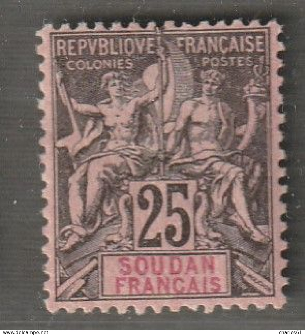 SOUDAN - N°10 * (1894) 25c Noir Sur Rose - Unused Stamps