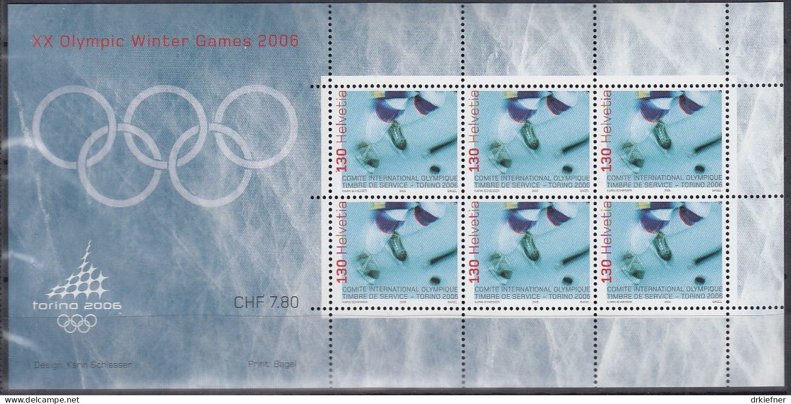 SCHWEIZ, IOC 5, Kleinbogen, Postfrisch **, Olympische Winterspiele Turin, 2006 - Dienstmarken