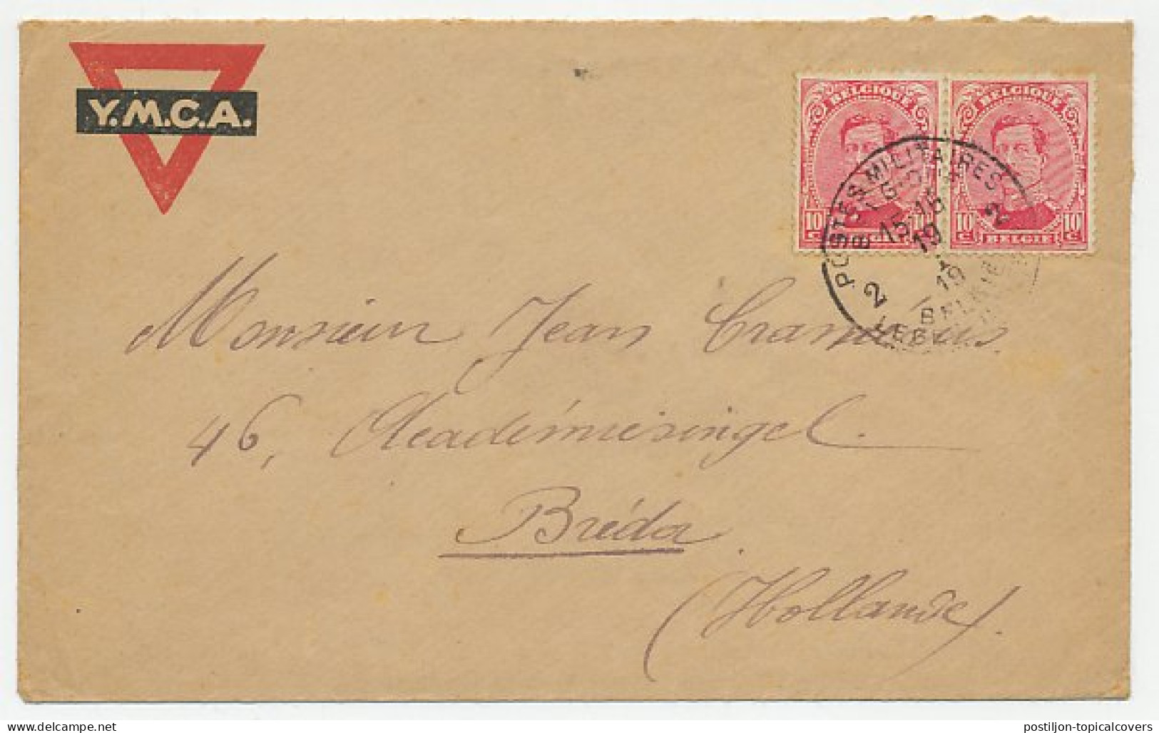 Cover / Postmark Belgium 1919 Belgian Army Post Office - YMCA - WW1