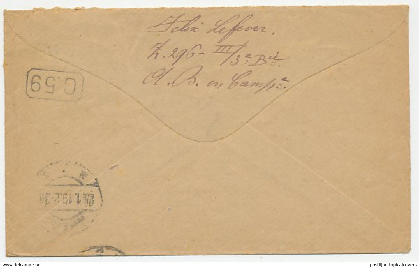 Cover / Postmark Belgium 1919 Belgian Army Post Office - YMCA - 1. Weltkrieg