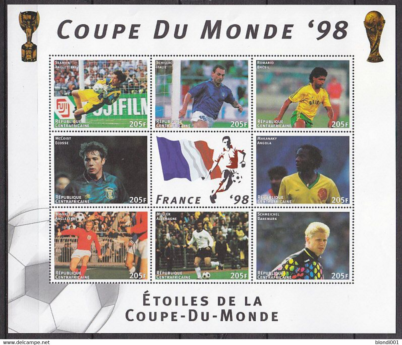 Soccer World Cup 1998 - C.-AFRICA - Sheet MNH - 1998 – Frankreich