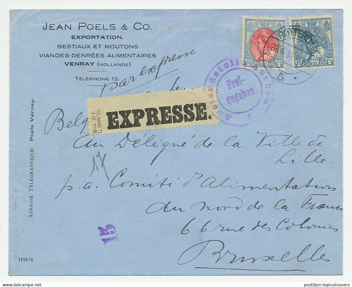 Em. Bontkraag Expresse Rotterdam - Belgie 1916 - Unclassified