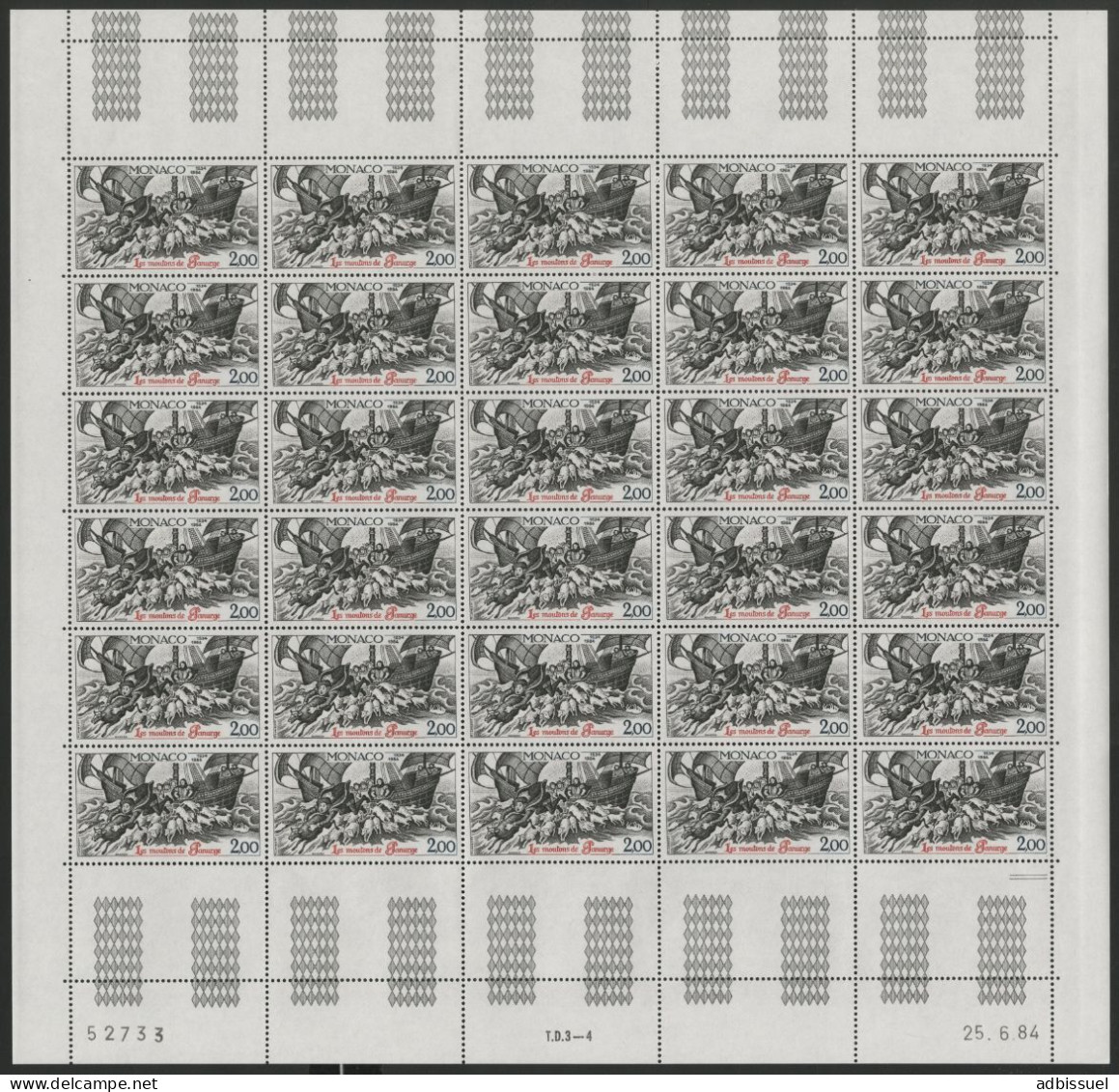 MONACO N° 1452 En Feuille Complète De 30 Ex. Neufs ** (MNH) Avec Coin Daté Voir Suite - Unused Stamps