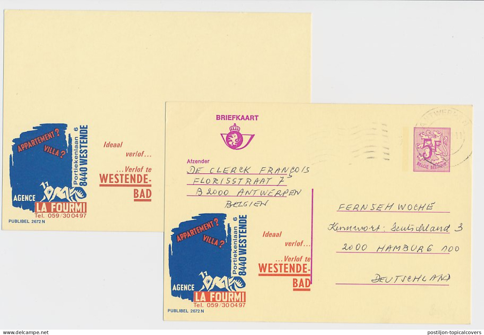 Essay / Proof Publibel Card Belgium 1977 Ant - Autres & Non Classés