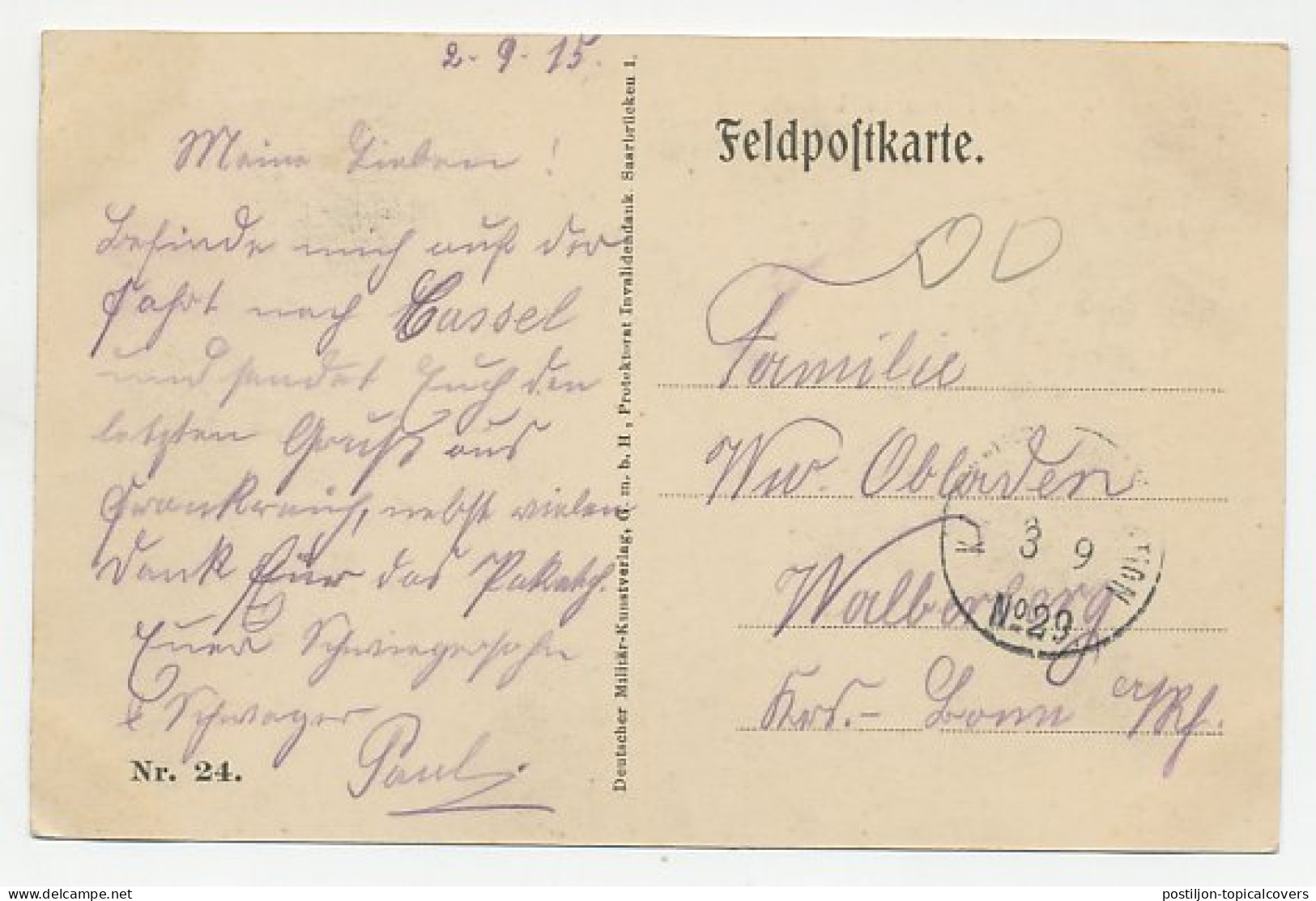 Fieldpost Postcard Germany / Belgium 1915 Fortress Fleron - Liege - WWI - WO1