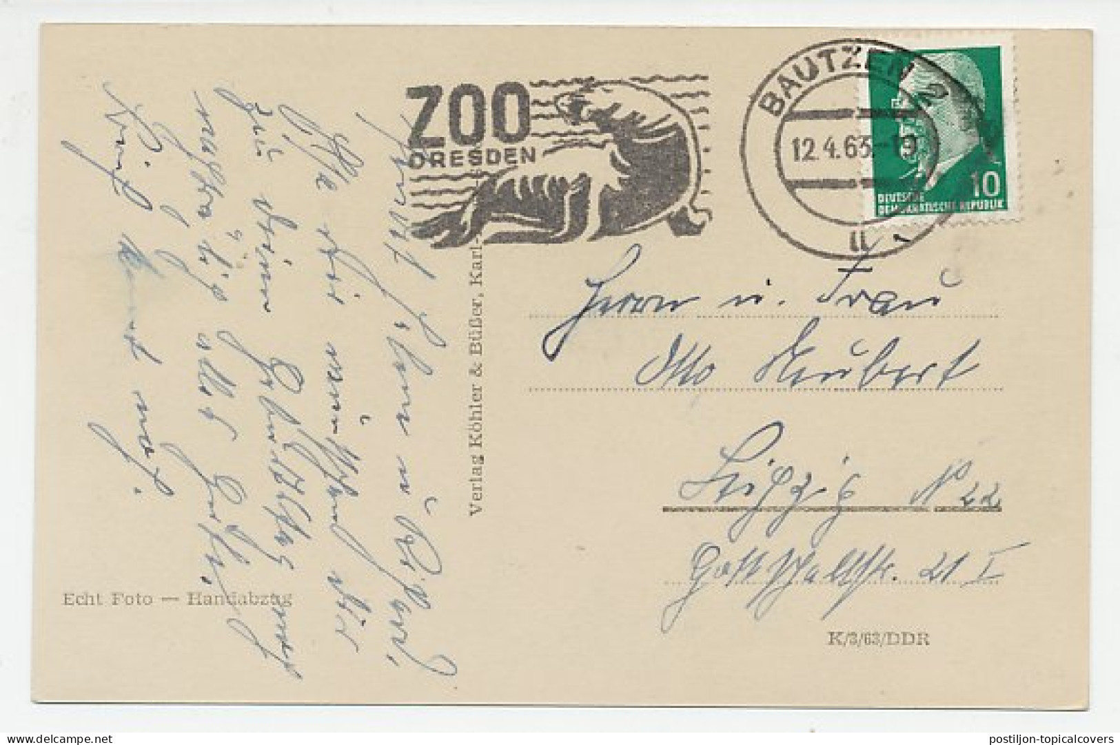 Card / Postmark Germany / DDR 1963 Seal - Sea Lion - Zoo Dresden - Altri & Non Classificati