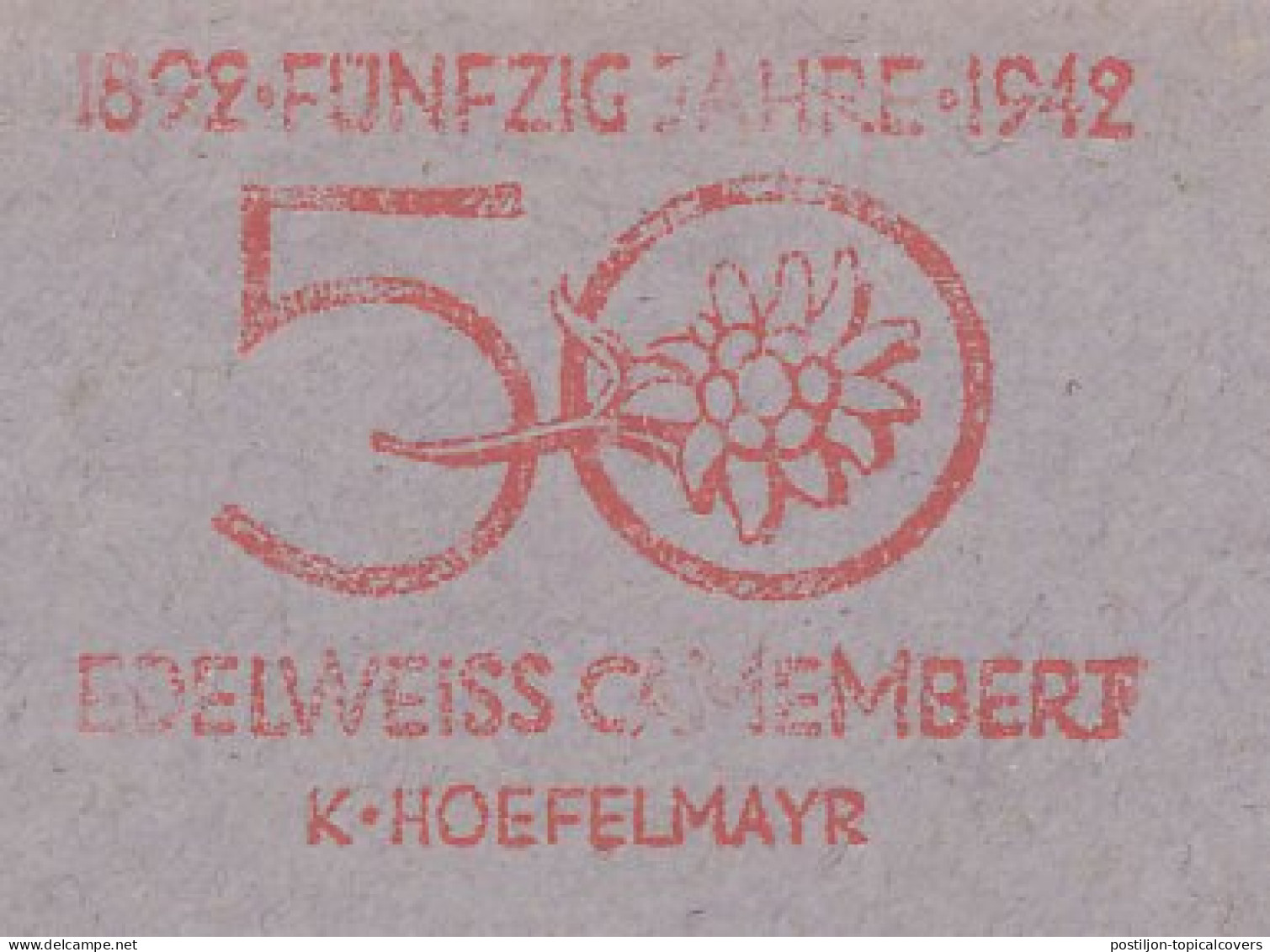 Meter Cut Deutsche Post / Germany 1949 Edelweiss Camembert - Cheese - Alimentation