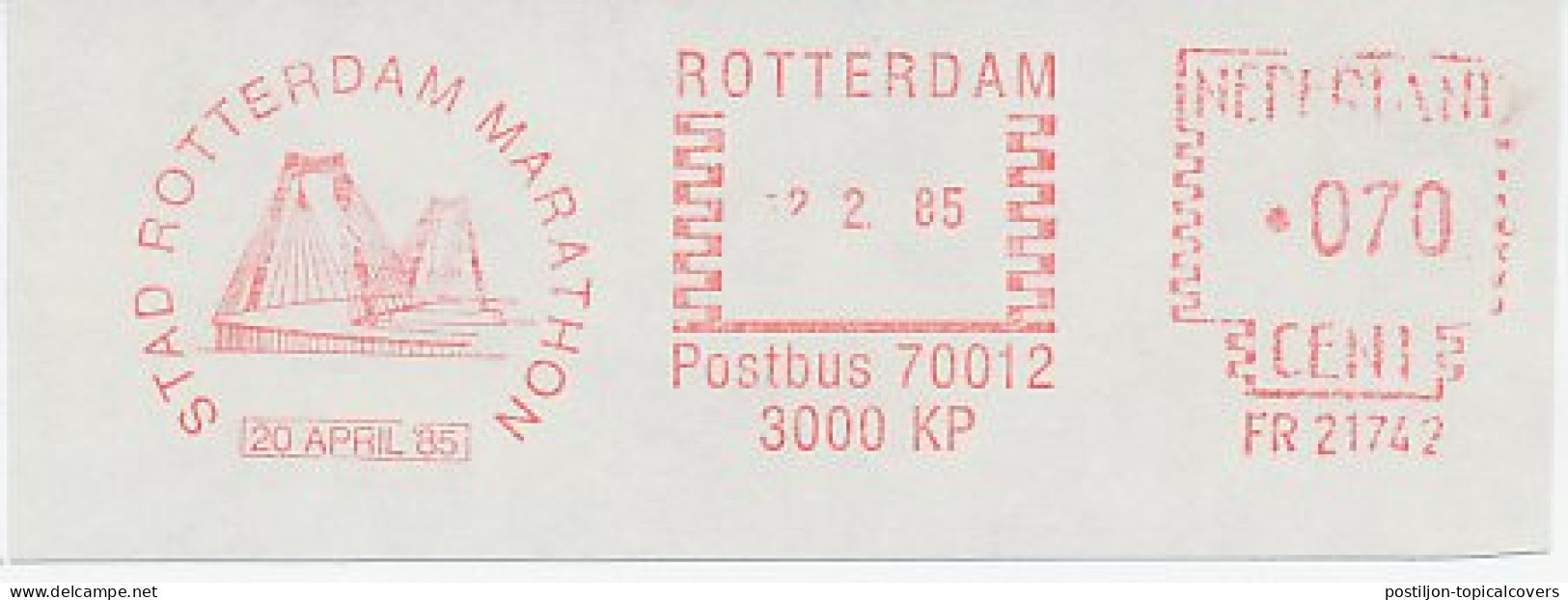 Meter Cut Netherlands 1985 Marathon Of Rotterdam 1985 - Bridge - Autres & Non Classés