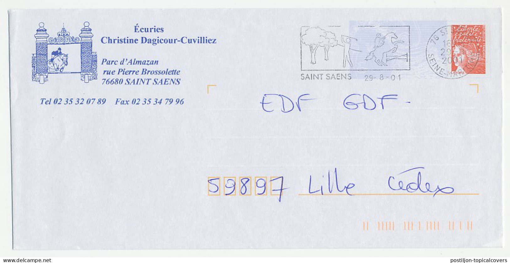 Postal Stationery / PAP France 2001 Horse Jumping - Hippisme