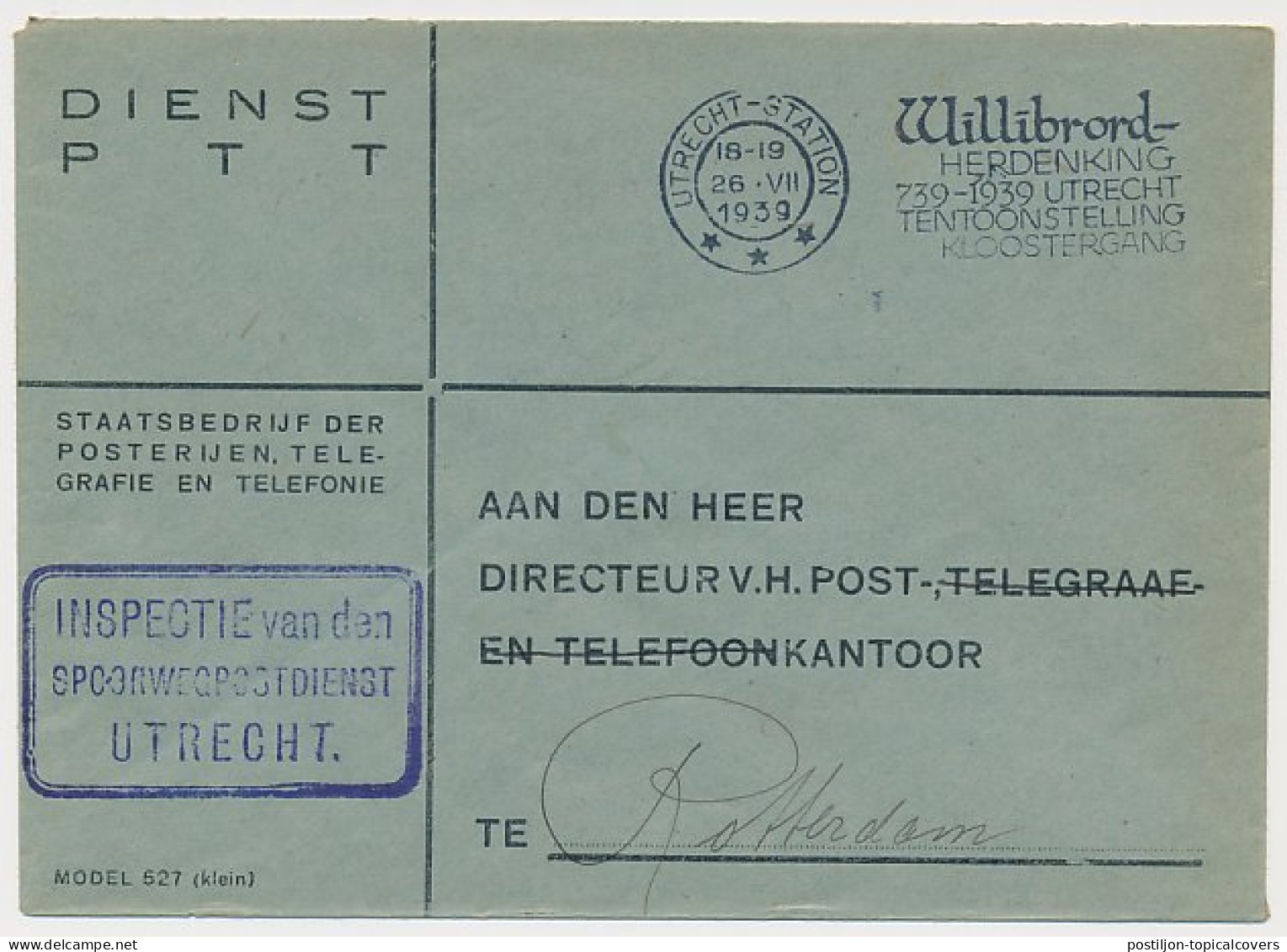 Dienst PTTT - Inspectie Van Den Spoorwegdienst Utrecht 1939 - Sin Clasificación