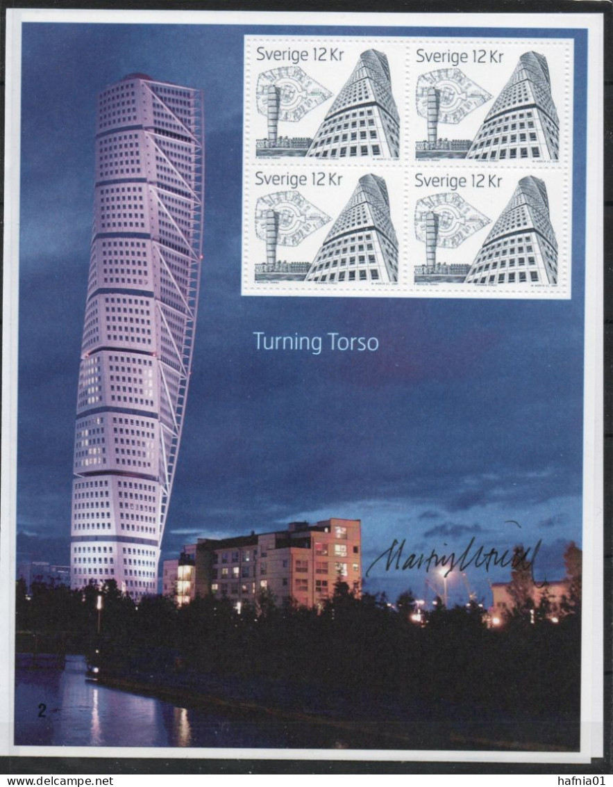 Martin Mörck. Sweden 2009. Tall Buildings. Michel Bl.32 MNH. Signed. - Hojas Bloque