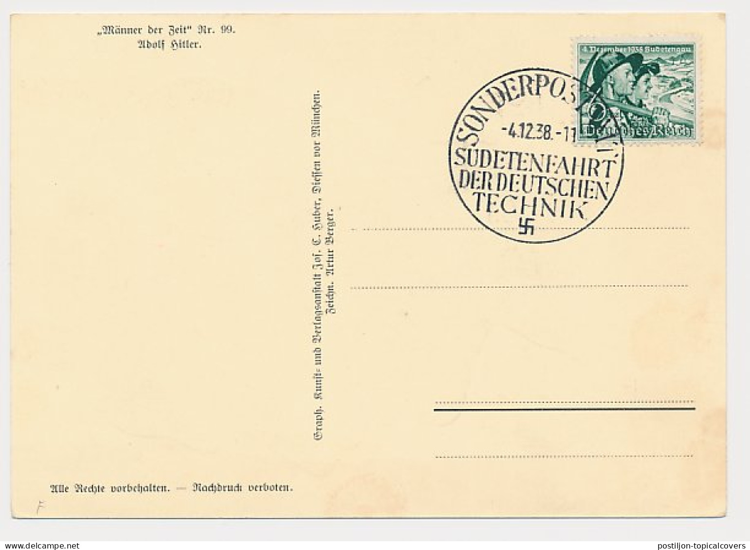Postcard / Postmark Deutsches Reich / Germany 1938 Adolf Hitler - Seconda Guerra Mondiale