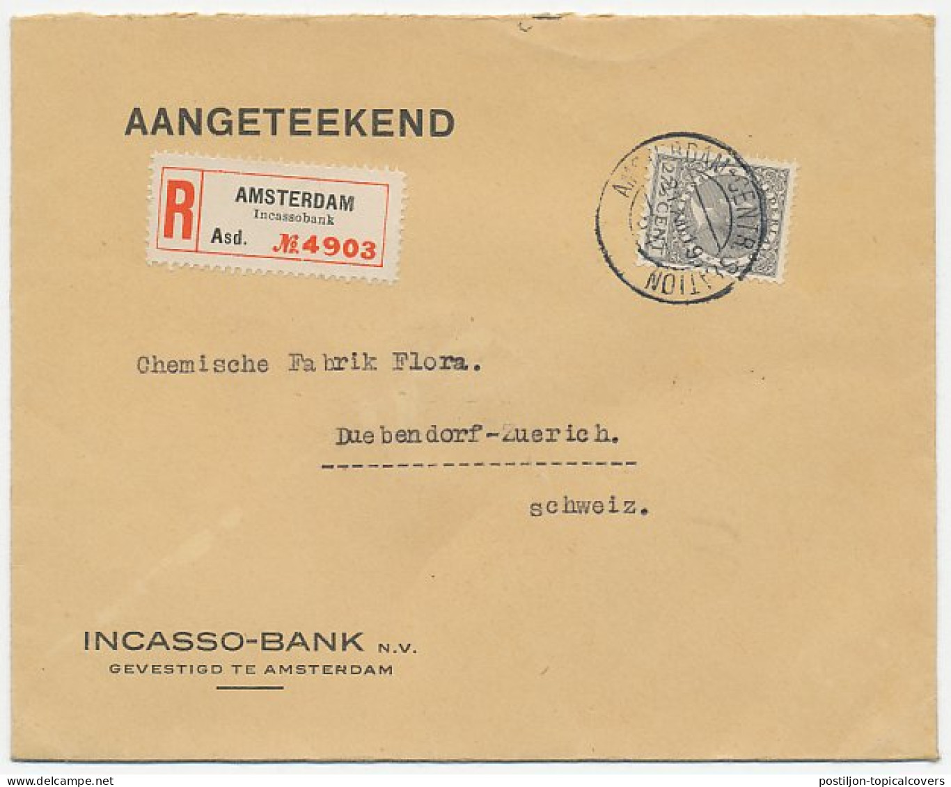 Em. Veth Aangetekend / Zelfplakker Amsterdam Incassobank 1931 - Zonder Classificatie