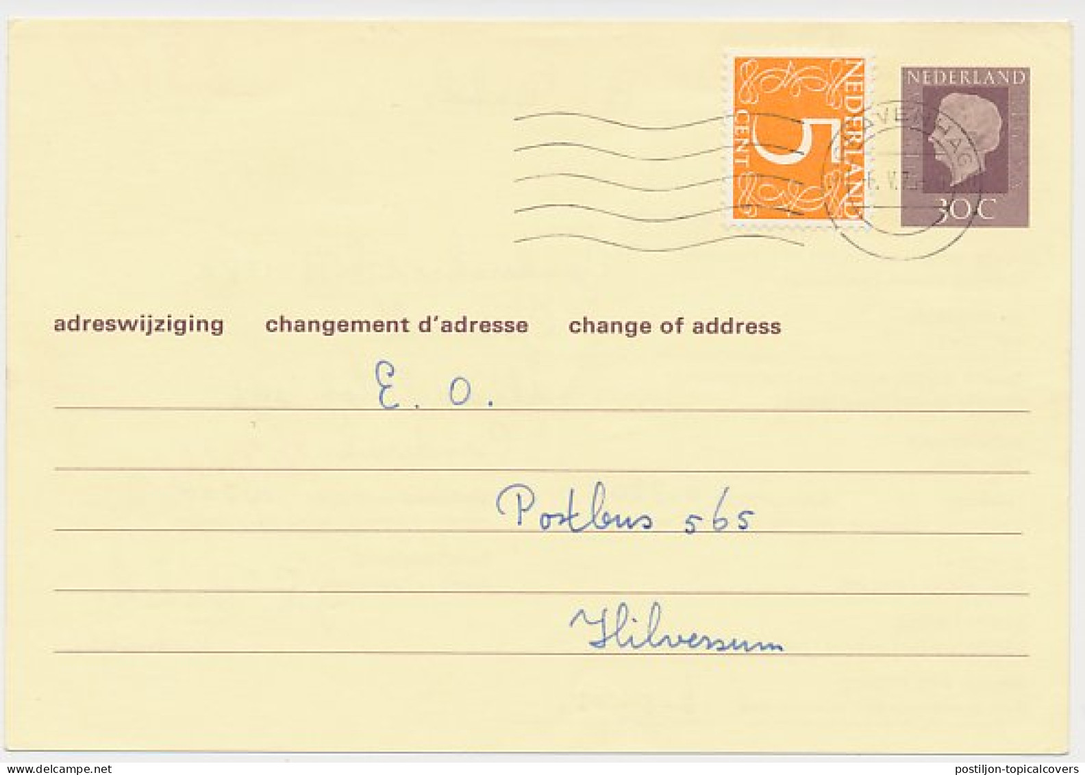 Verhuiskaart G. 39 Den Haag - Hilversum 1975 - Postal Stationery