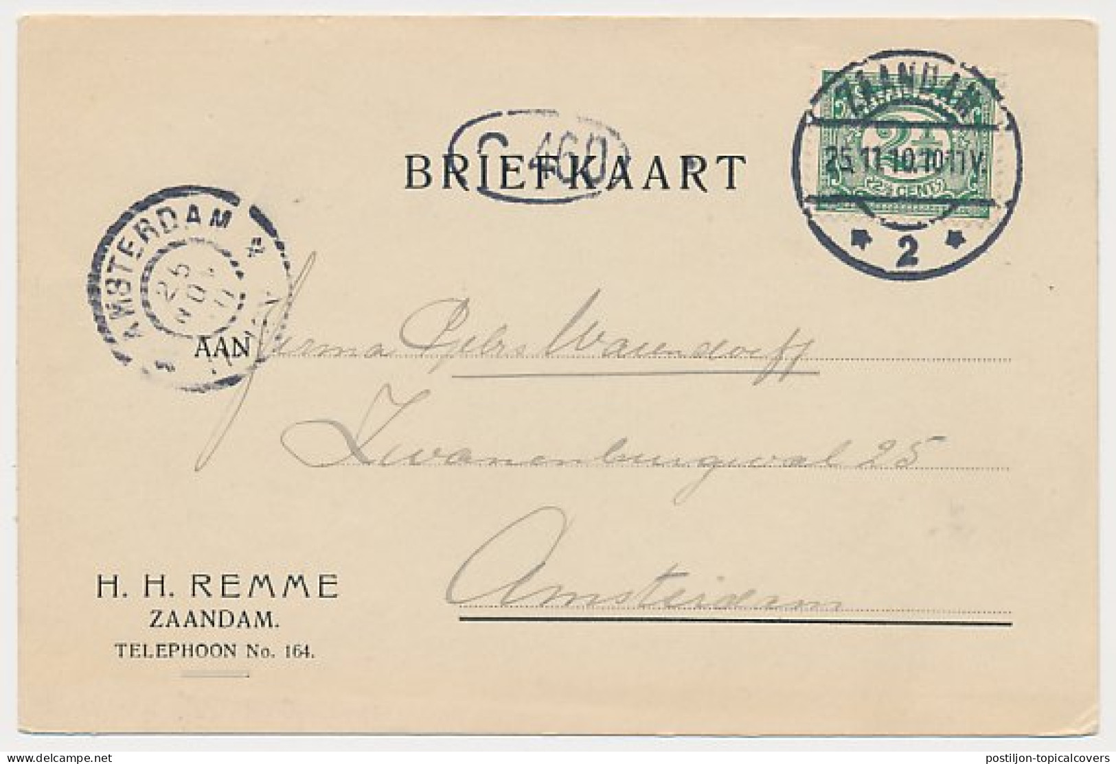 Firma Briefkaart Zaandam 1910 - H.H. Remme - Unclassified