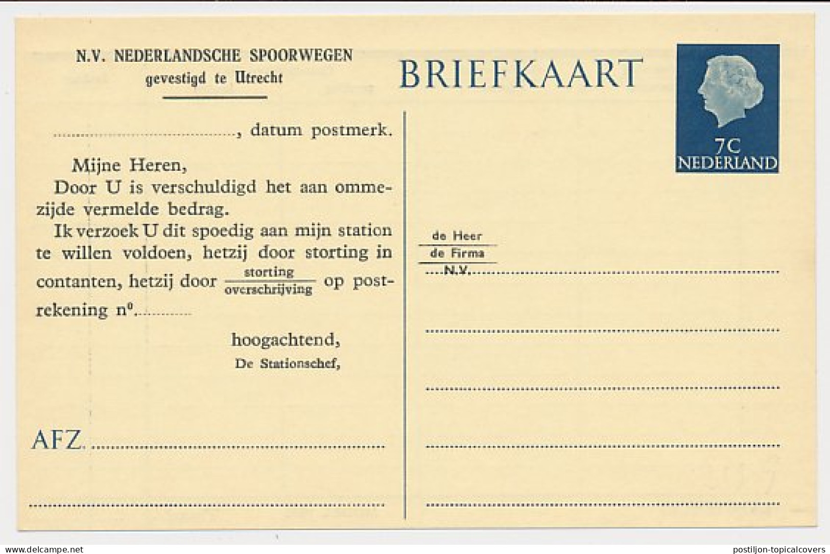 Spoorwegbriefkaart G. NS315 I - Postal Stationery