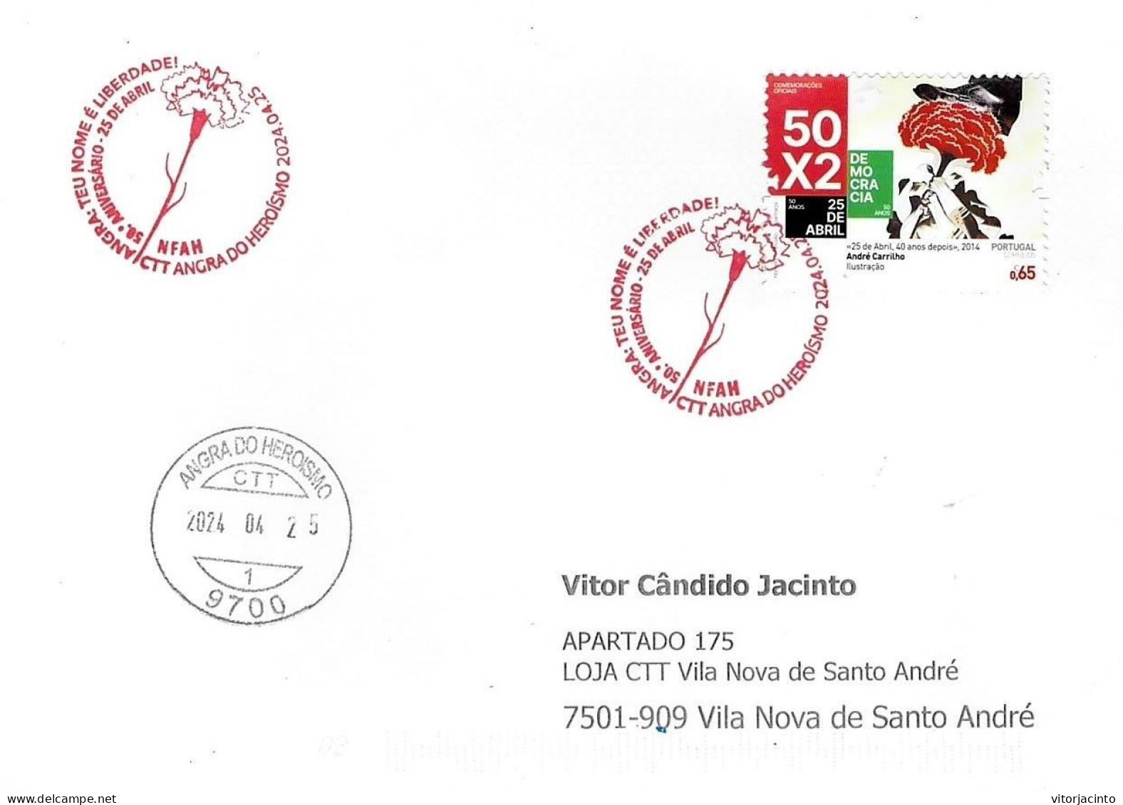 PORTUGAL - Commemorative Postmark - 50 Years Of 25 April 1974 (cover Real Circulated) - Flammes & Oblitérations