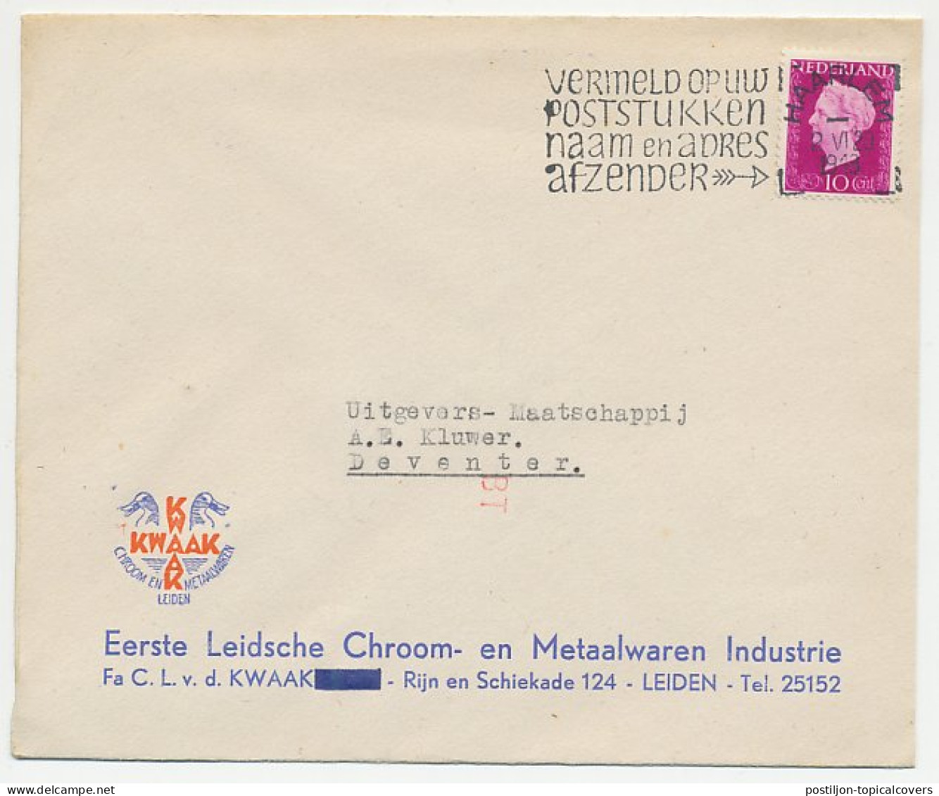 Firma Envelop Leiden 1948 - Chroom / Metaal / Eend - Non Classificati