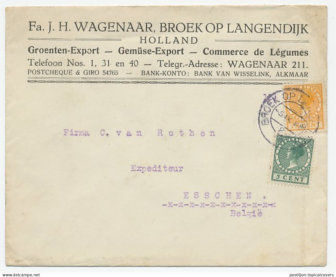 Firma Envelop Broek Op Langendijk 19?? - Groenten Export - Unclassified