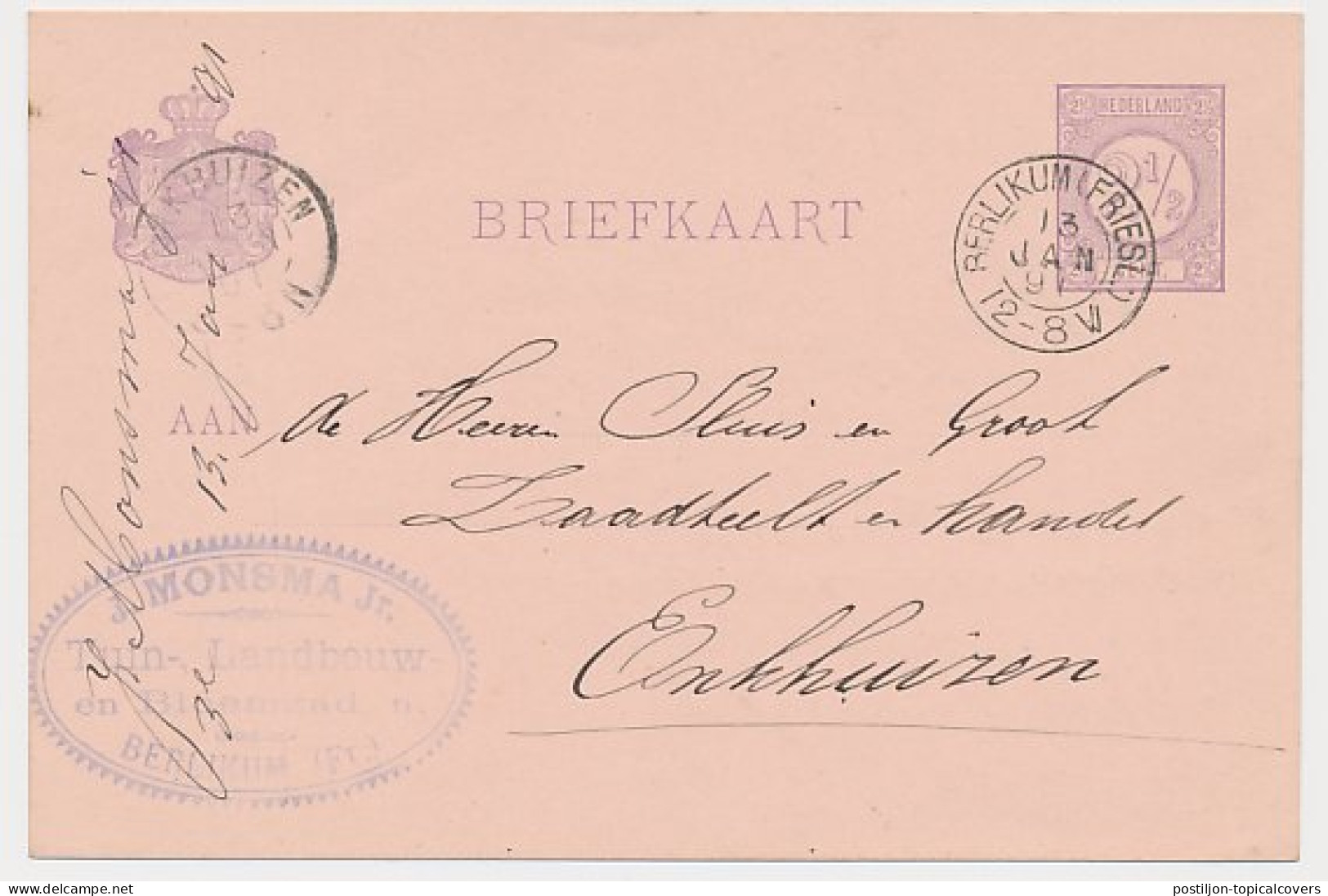 Kleinrondstempel Berlikum (Friesl:) 1891 - Ohne Zuordnung