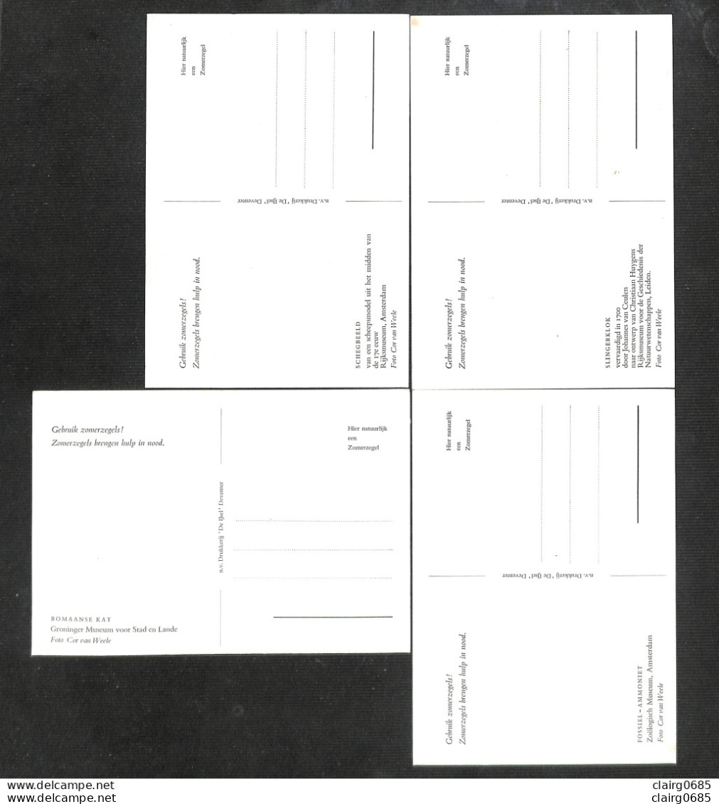 PAYS-BAS - NEDERLAND - 4 Cartes MAXIMUM 1962 - SCHEGBEELD - SLINGERKLOK - ROMAANSE KAT - FOSSIEL - AMMONIET - Cartes-Maximum (CM)