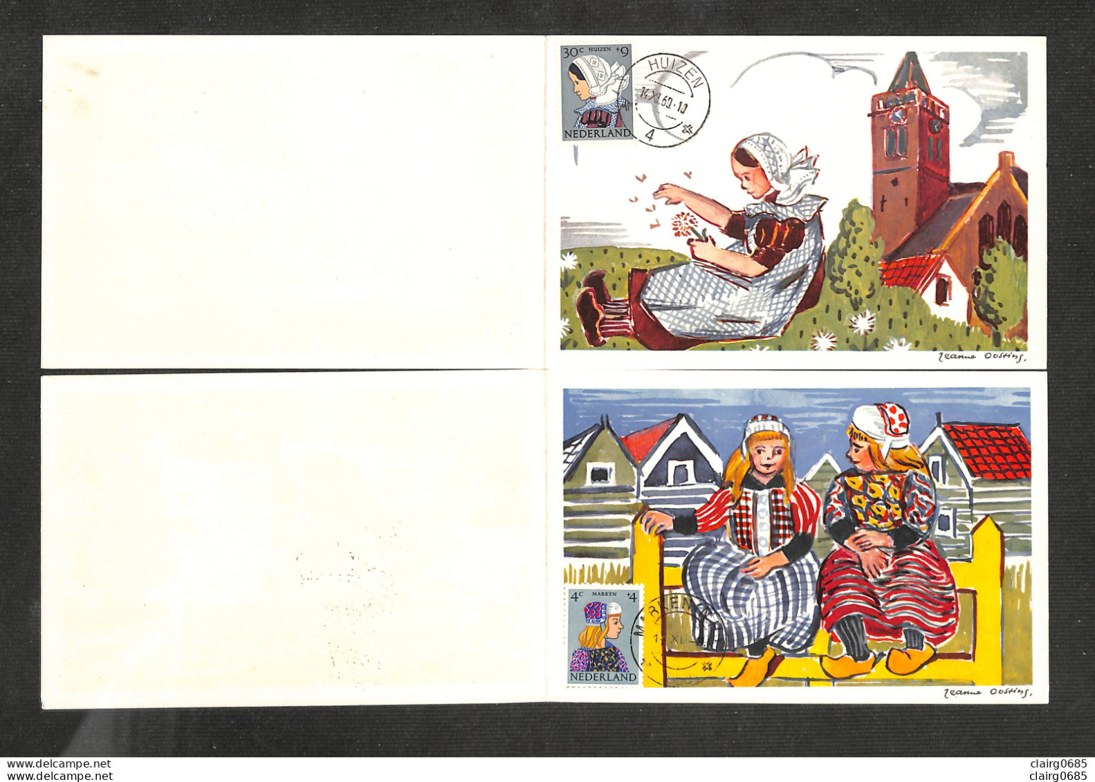 PAYS-BAS - NEDERLAND - 2 Cartes MAXIMUM 1960 - HUIZEN - MARKEN - Maximumkaarten