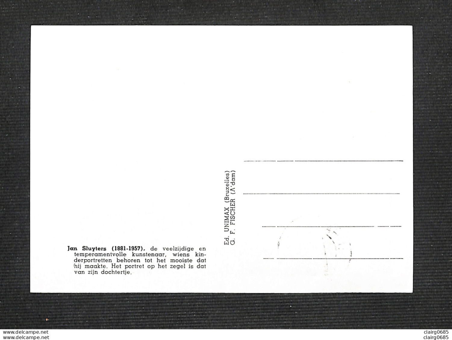 PAYS-BAS - NEDERLAND - Carte MAXIMUM 1957 - Jan SLUYTERS - Maximum Cards