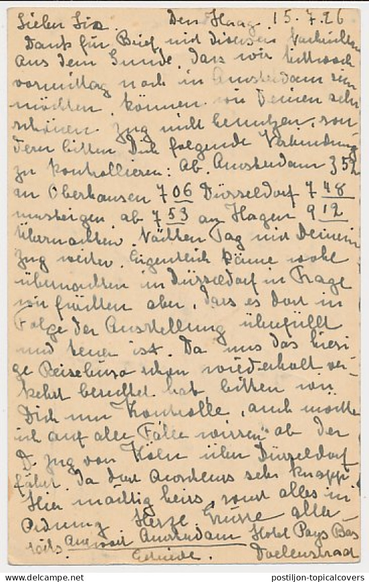Briefkaart G. 199 D ( Dordrecht ) S Gravenhage - Duitsland 1926 - Entiers Postaux