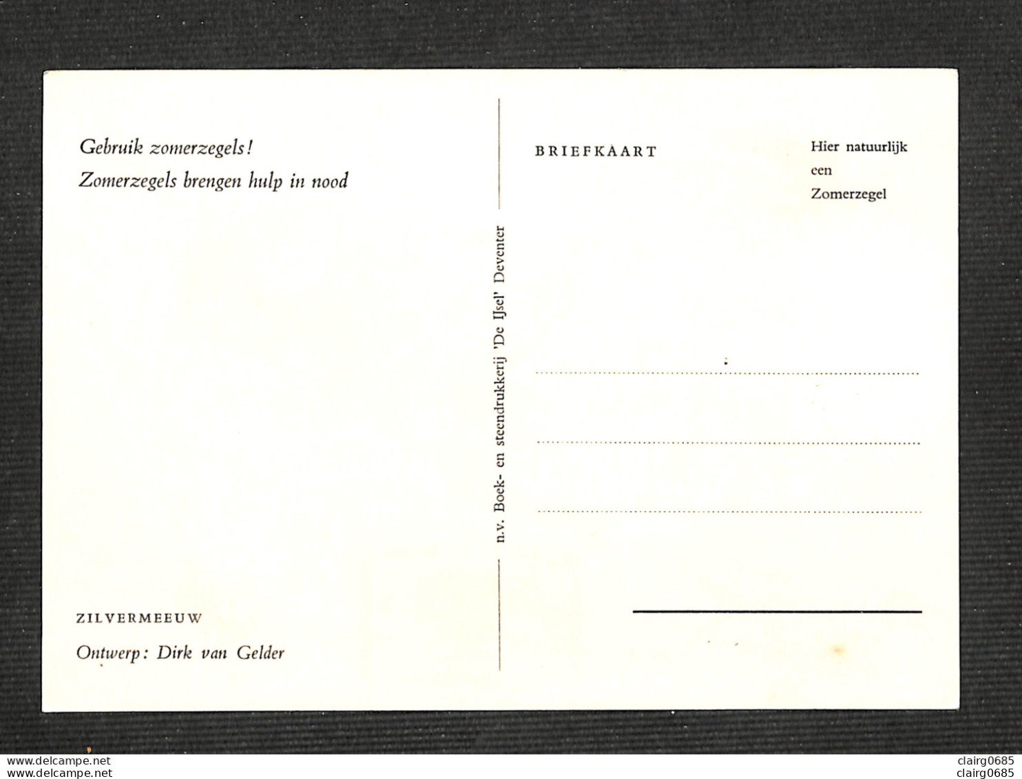 PAYS-BAS - NEDERLAND - Carte MAXIMUM 1961 - ZILVERMEEUW - European Herring Argentatus - Maximumkarten (MC)