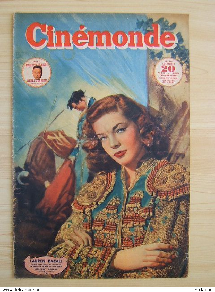 Cinémonde N°712 Du 23 Mars 1948 Lauren Bacall - Karin Booth- Orson Welles-Florence Marly - Henri Vidal - Humphrey Bogart - Film/ Televisie