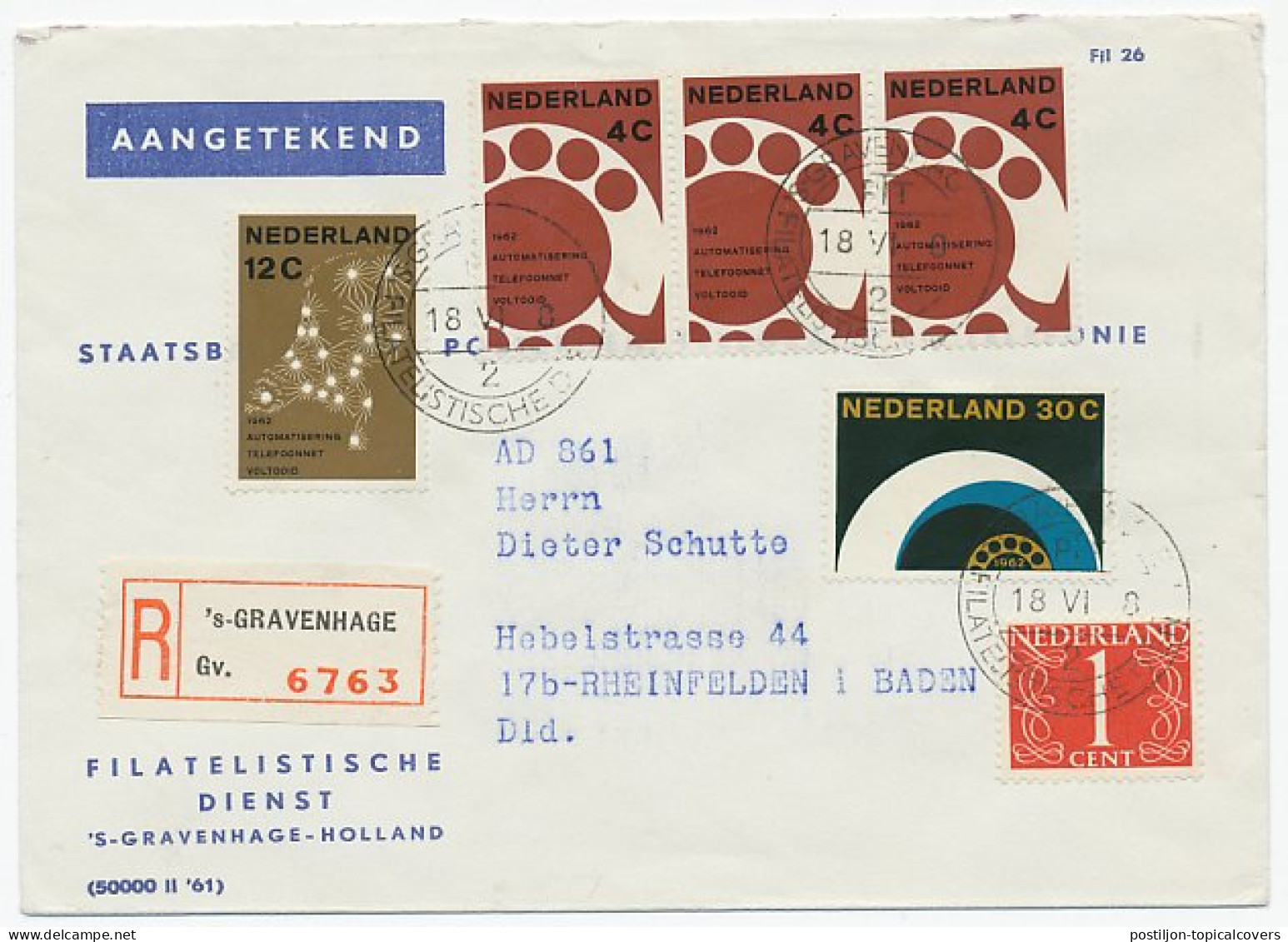 Em. Telefoon 1962 Den Haag - Duitsland Aangetekend - Unclassified