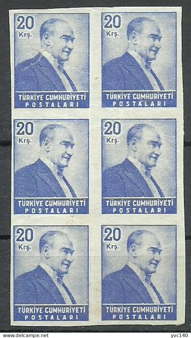 Turkey; 1955 Regular Stamp 20 K. ERROR "Imperforate" - Unused Stamps