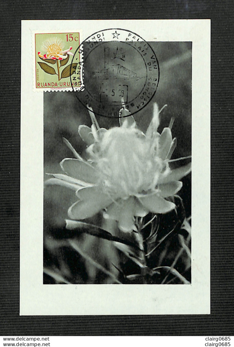 RUANDA-URUNDI - Carte MAXIMUM 1958 - Palais Du CONGO BELGE Et Du RUANDA-URUNDI - Fleurs - PROTEA - Autres & Non Classés