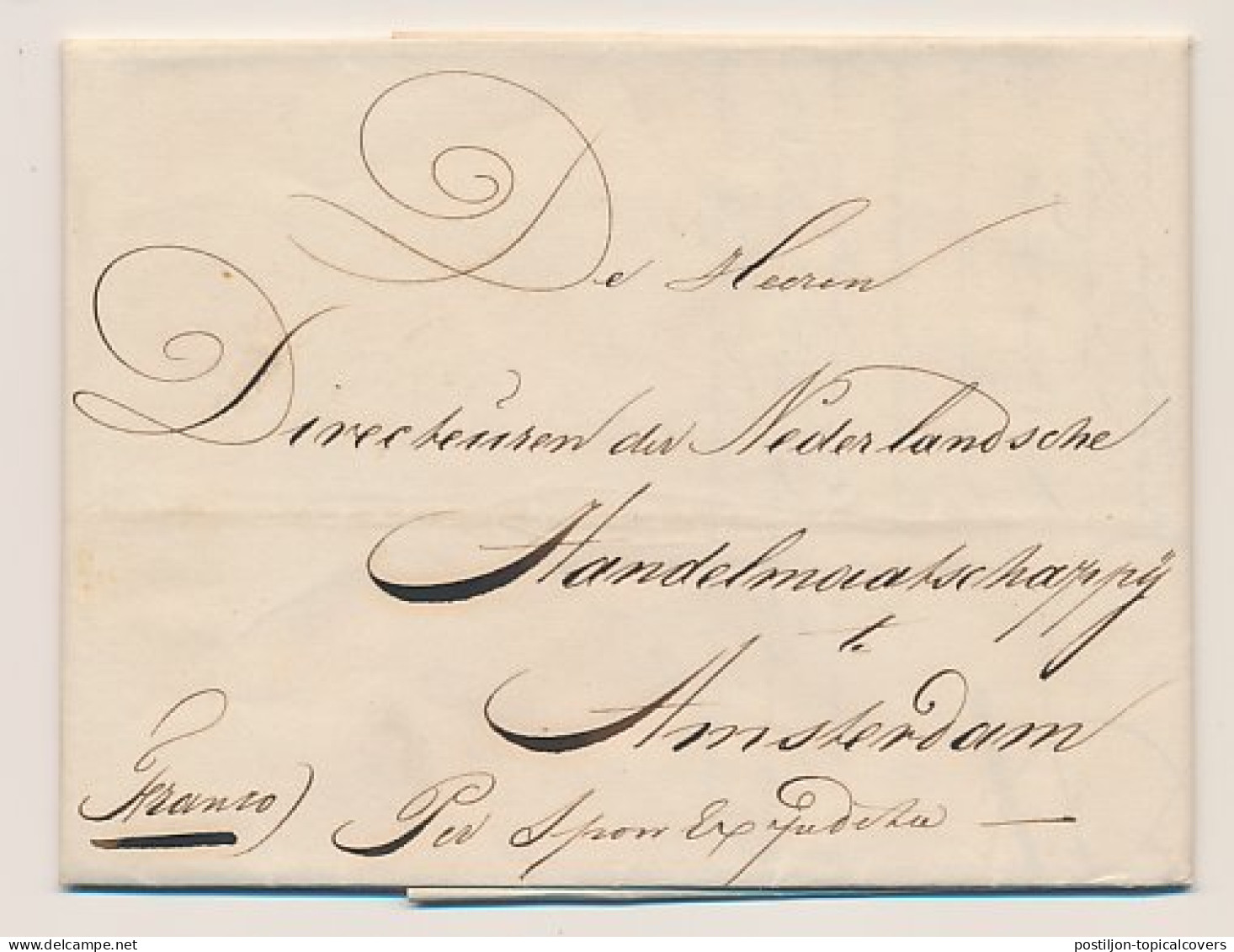 Treinbrief Delft - Amsterdam 1850 - Per Spoor Expeditie - Brieven En Documenten