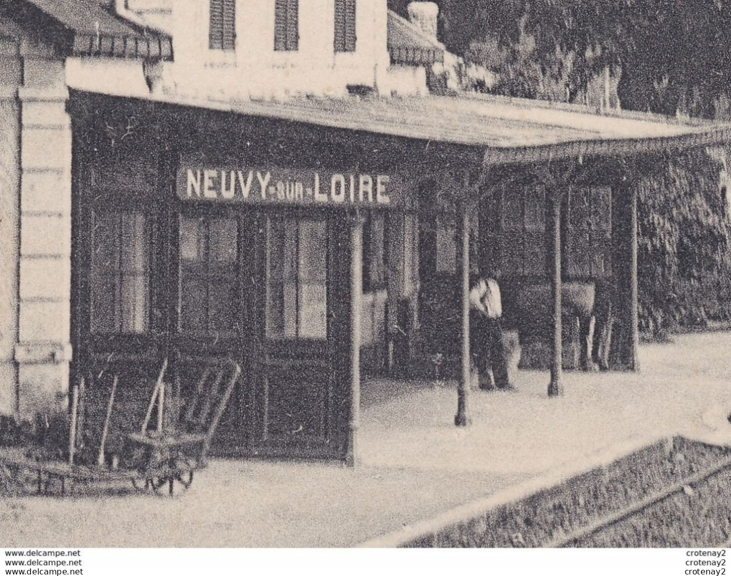 58 NEUVY SUR LOIRE Vers Cosne La GARE En 1908 VOIR 3 ZOOMS Train Locomotive à Vapeur N°235 Chef De Gare - Cosne Cours Sur Loire