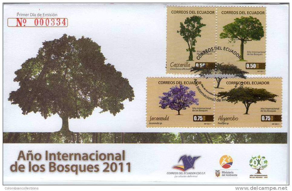Lote EC57, Ecuador, 2011,  SPD-FDC, Año Internacional De Los Bosques, International Year Of Forests - Equateur