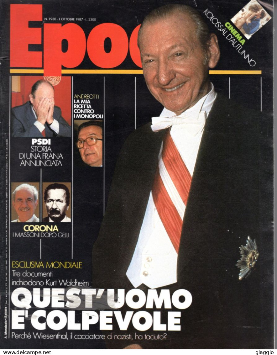 °°° RIVISTA EPOCA N° 1930 DEL 1 OTTOBRE 1987 °°° - Sonstige & Ohne Zuordnung