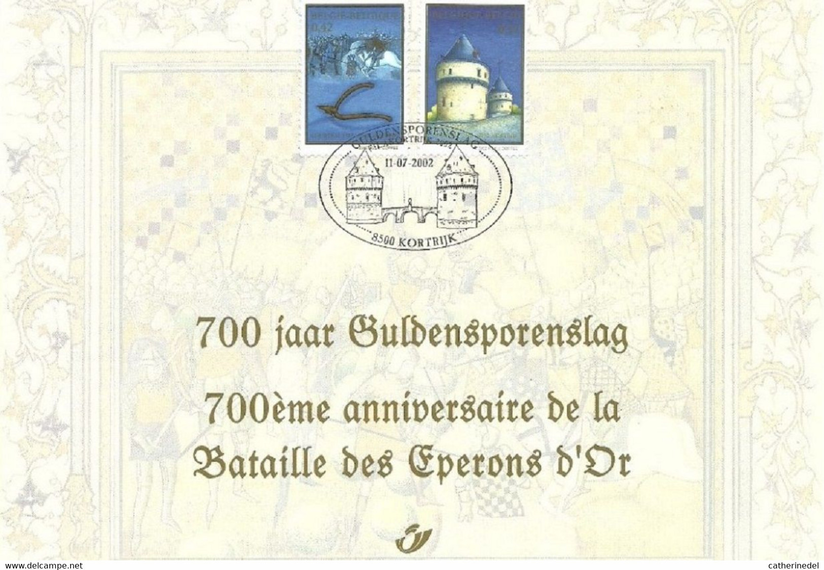 Année 2002 : Carte Souvenir 3088/89HK - Bataille Des Eperons D'Or à Kortrijk - Cartas Commemorativas - Emisiones Comunes [HK]