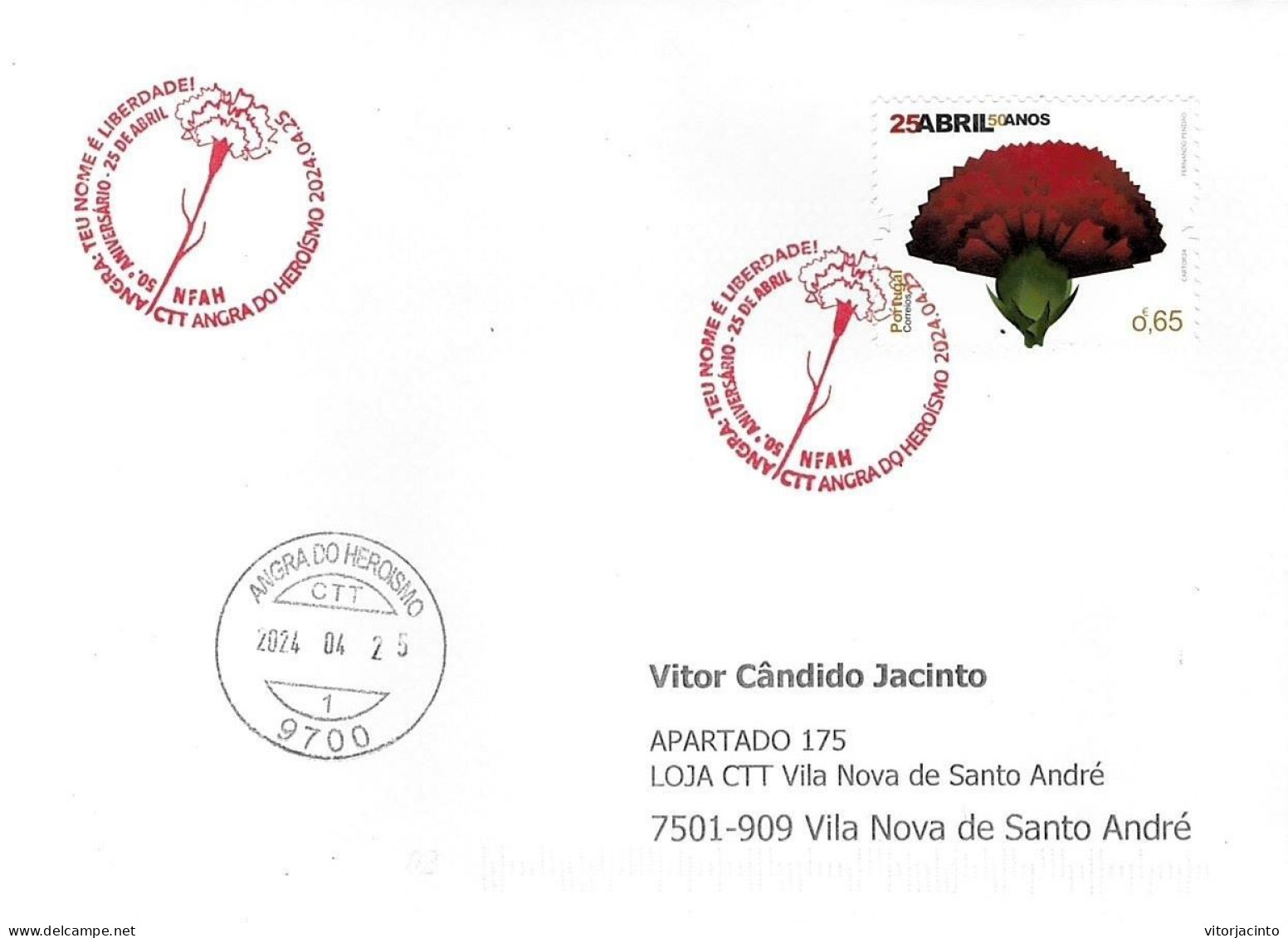 PORTUGAL - Commemorative Postmark - 50 Years Of 25 April 1974 (cover Real Circulated) - Sellados Mecánicos ( Publicitario)