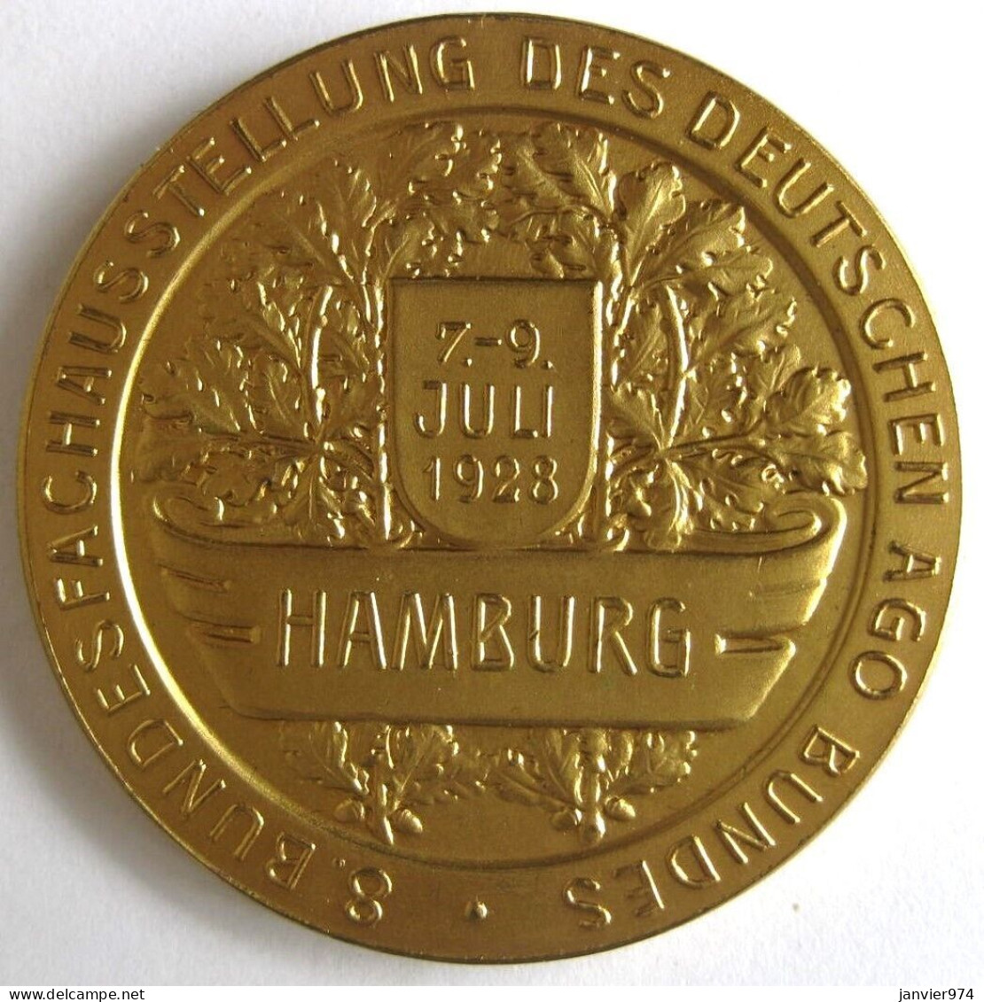 Médaille En Bronze Dorée Für Hervorragende Leistungen Hamburg 1928, Pour Les Réalisations Exceptionnelles - Altri & Non Classificati