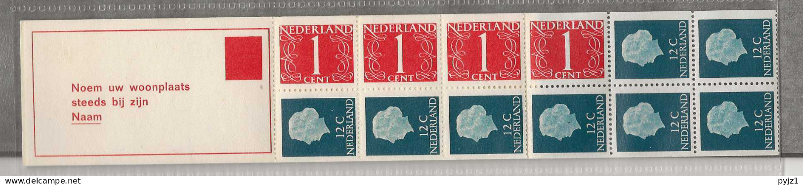 1969 MNH Nederland NVPH PB 8cF - Carnets Et Roulettes