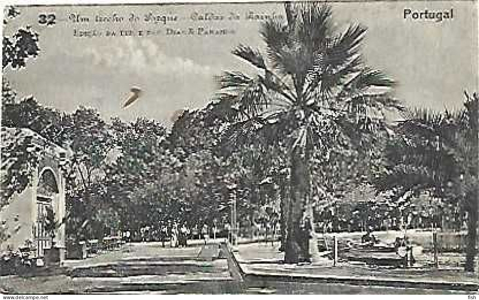 Portugal &  Caldas Da Rainha, Um Trecho Do Parque, Ed. Da T.Y.P E Papelaria Dias & Paramos, Cuba A Grândola 1924 (32) - Brieven En Documenten