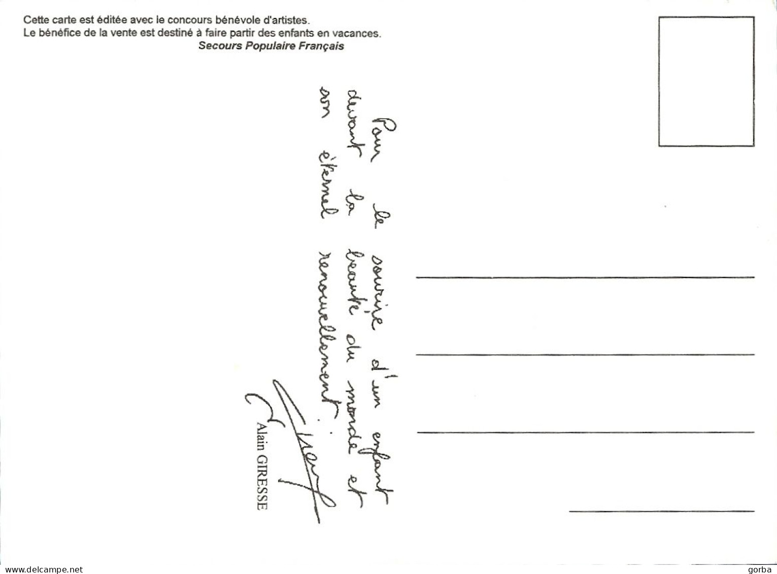 * Lot de 4 CPM éditées par le SPF - Coupe du monde 98 - dédicaces Y. Djorkaeff, M. Dessailly, A. Giresse, J.P. Papin