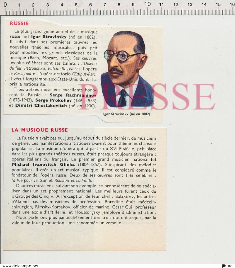 Doc 1967 Igor Stravinsky Russie Portrait Musique 231A1 - Autres & Non Classés