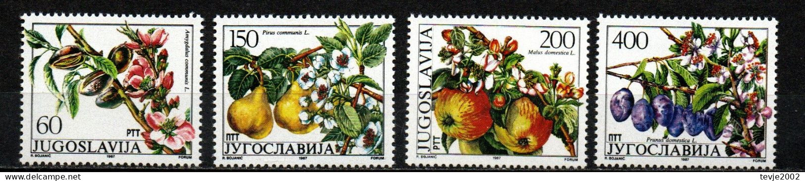 Jugoslawien 1987 - Mi.Nr. 2221 - 2224 - Postfrisch MNH - Früchte Fruits Obst - Frutta