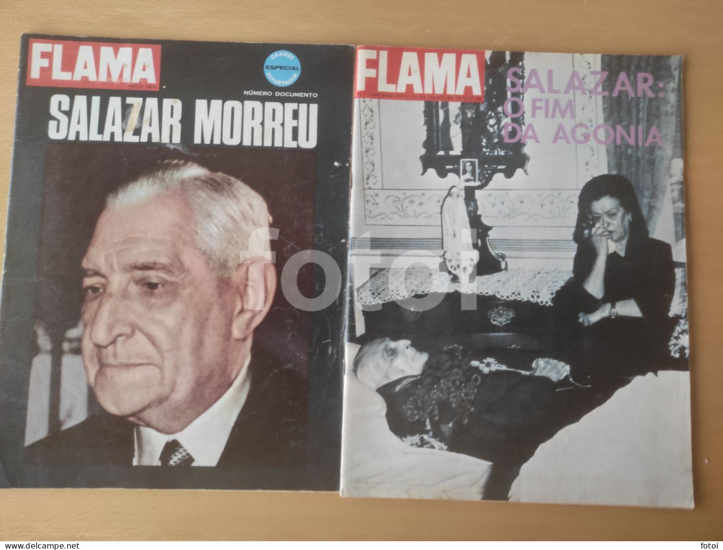 2 MAGAZINES SET REVISTA FLAMA 1970 MORTE OLIVEIRA SALAZAR PRESIDENT DEAD PORTUGAL - Zeitungen & Zeitschriften