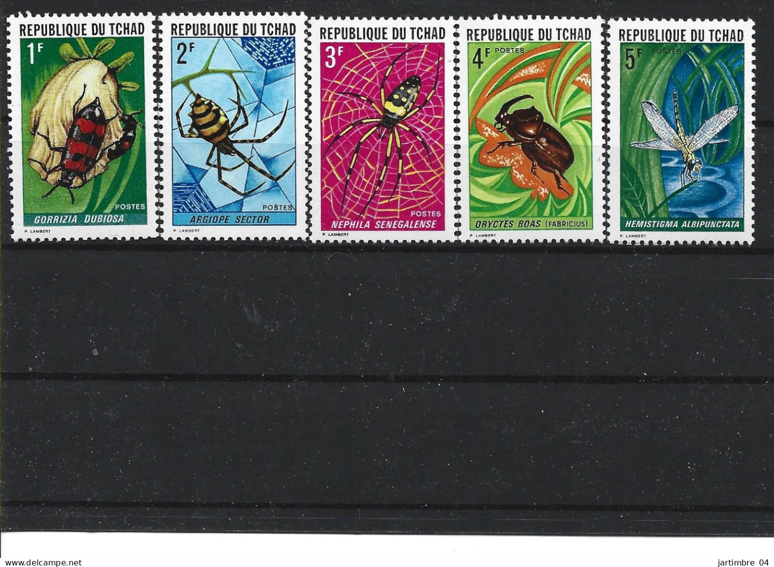 1972 TCHAD 245-49** Insectes, Libellule, Araignée - Tsjaad (1960-...)