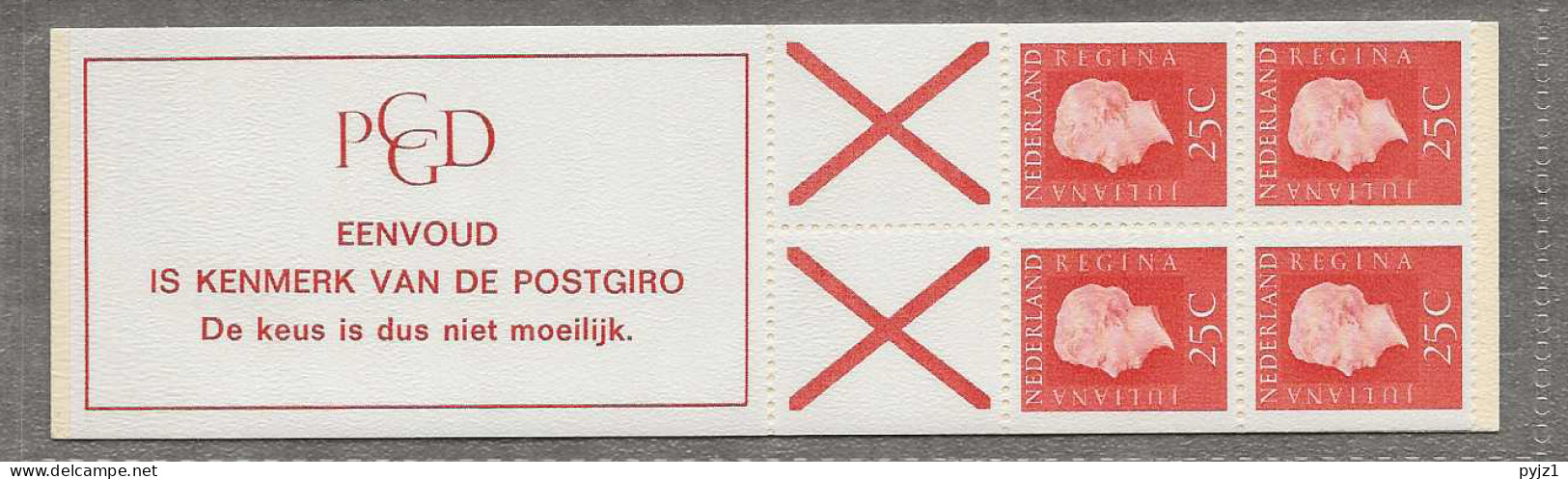 1969  MNH PB 9f  Nederland Postfris** - Postzegelboekjes En Roltandingzegels