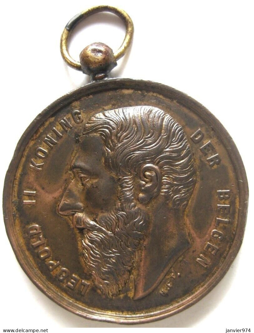 Médaille En Bronze Léopold II. Prijskamp Voor Paarden 26 Septembre 1898 Langemarck, Concours Hippique - Other & Unclassified